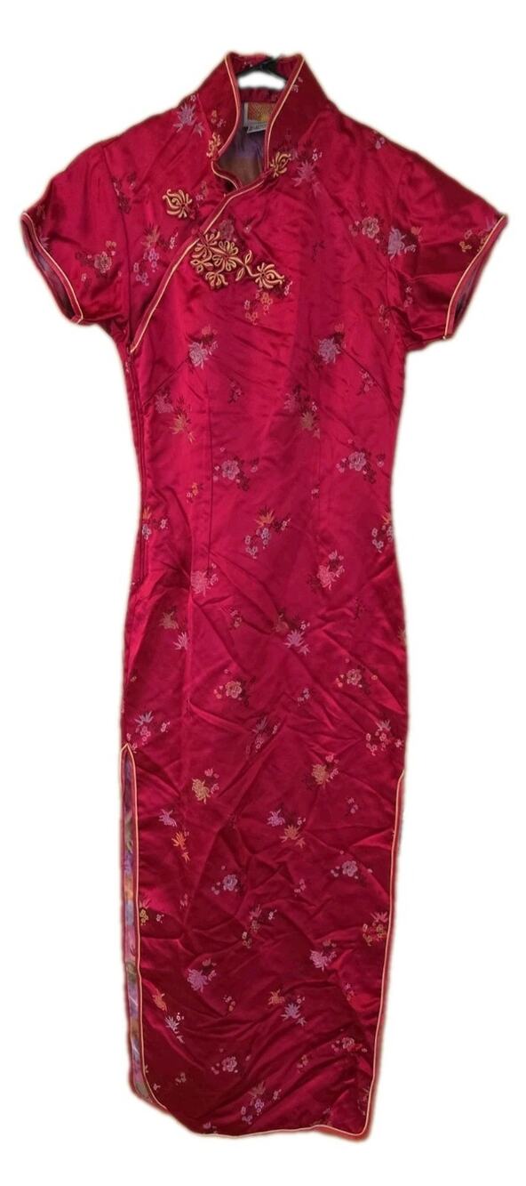 Oriental Vintage cheongsam dress all-over woven or embroidered floral pattern 32